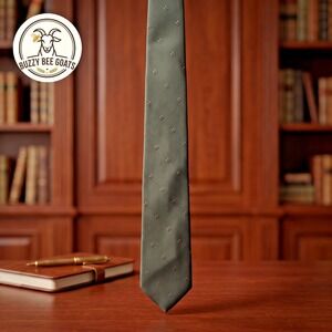 Summit Hill Mens Gray Silk Necktie Beaded Embellished Pattern Silk Tie 58" x 3.5